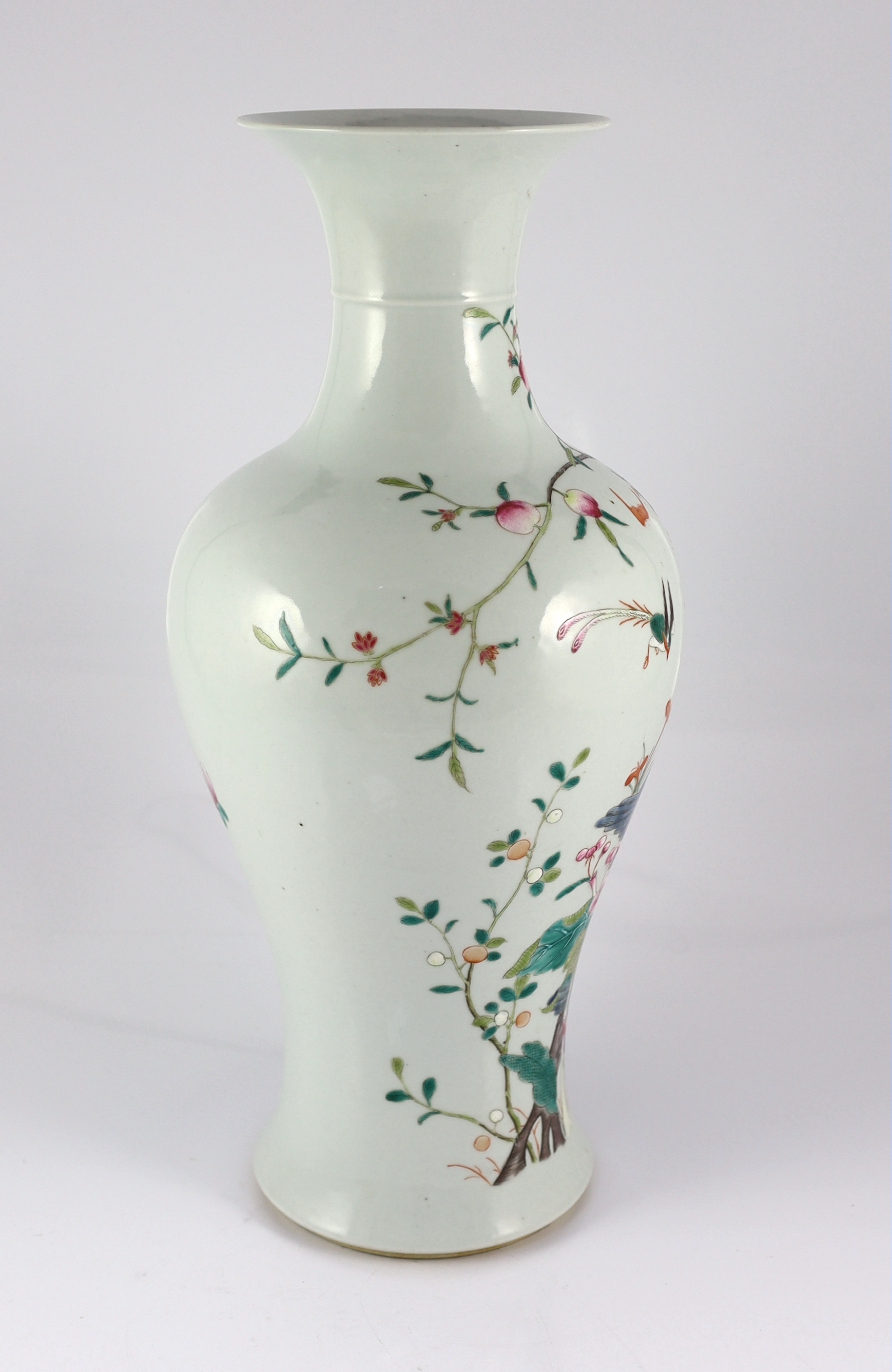 A tall Chinese famille rose vase, late 19th/early 20th century